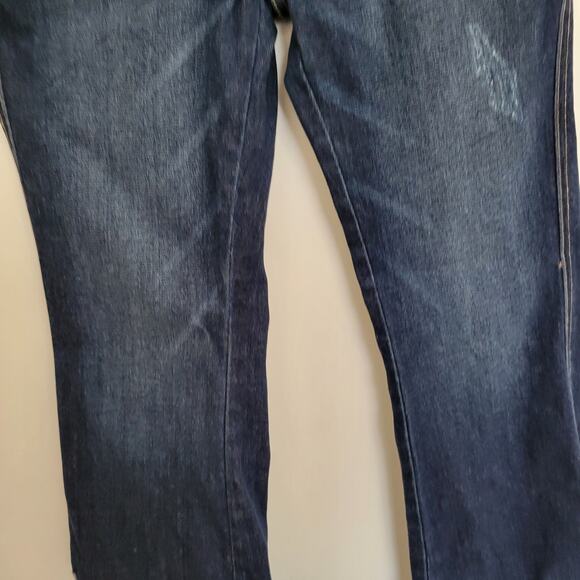 KanCan Ultra High Rise Flare Jeans Rigid Denim Distressed Raw Hem Women 26 - Picture 5 of 12